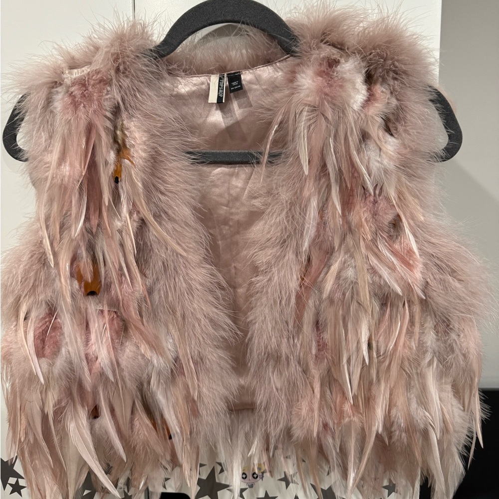 TOP SHOP Vest Real Ostrich Feather